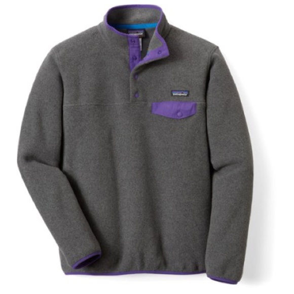 Patagonia Synchilla Snap Pullover in Charcoal Gray and Purple - Picture 1 of 4